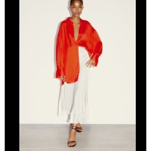 Oversized satin effect shirt